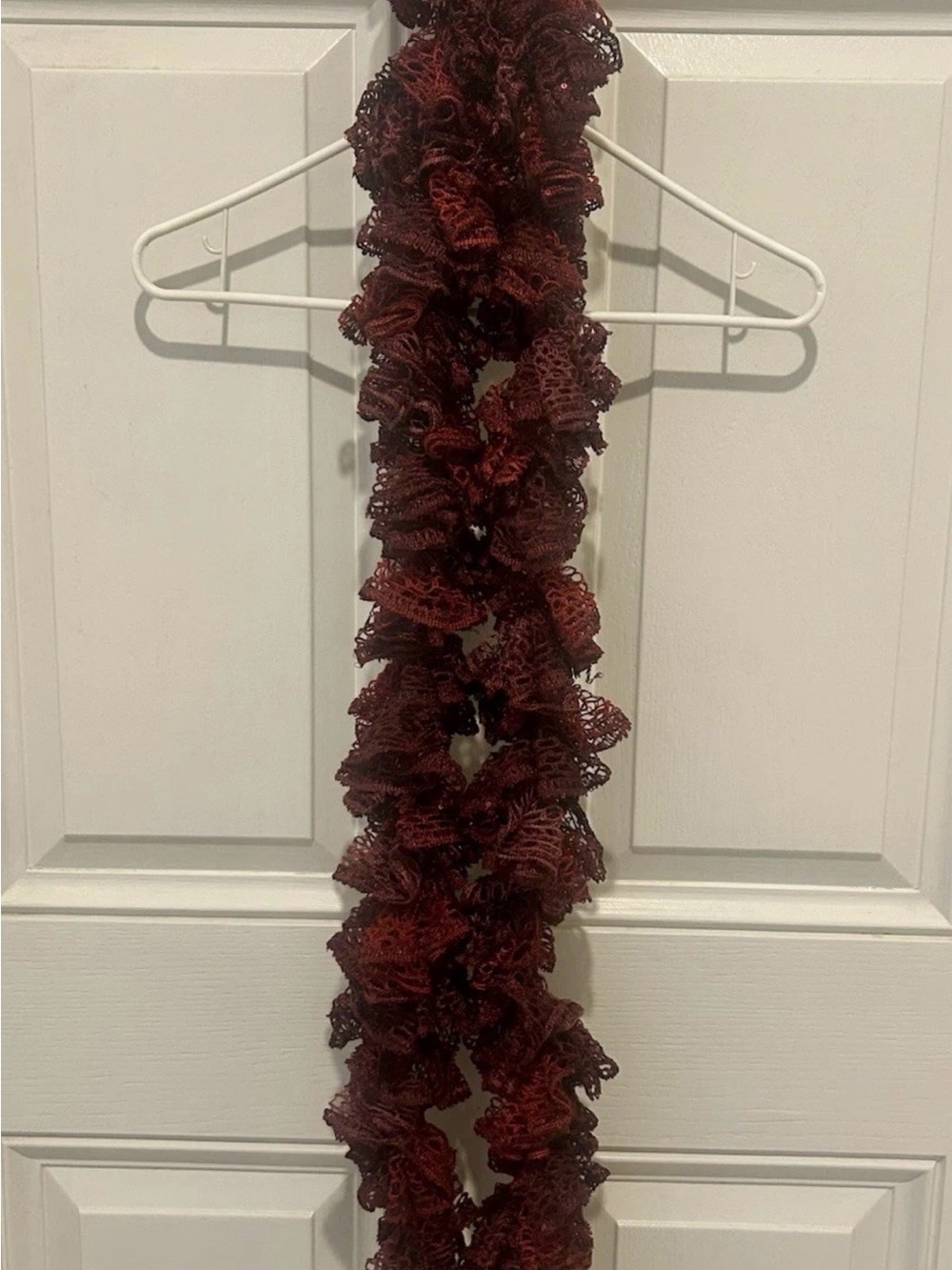Women's Burgundy Ruffle Scarf